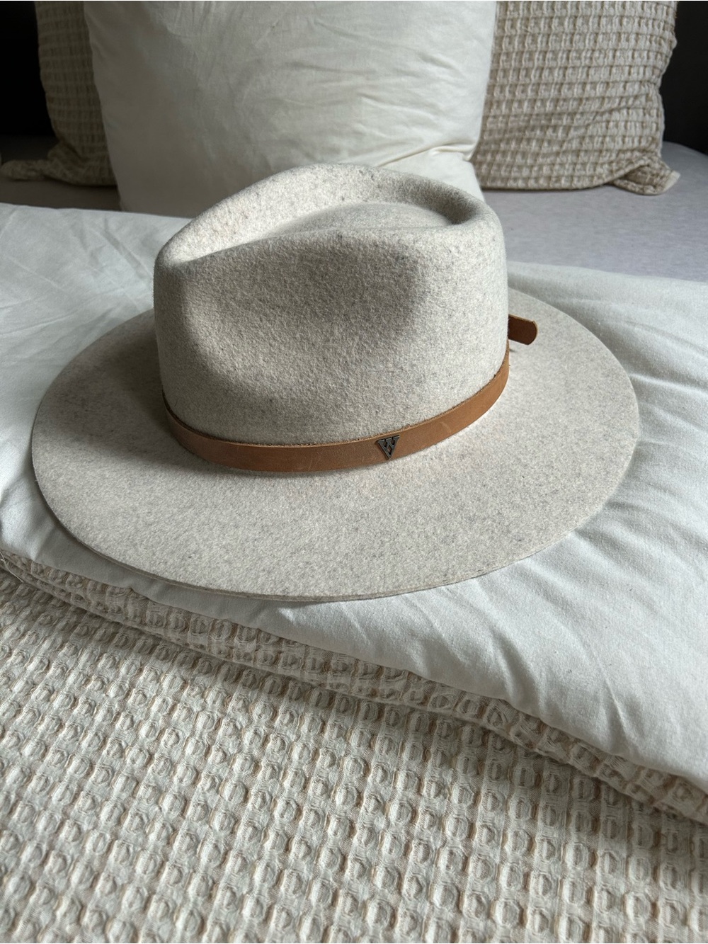 West Von Wool Hallie Hat with Leather Band - Light Cream